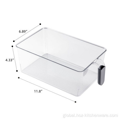 Clear Plastic Pantry Storage Bin Fridge Organizer Bin with Handle Supplier